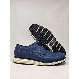 Cole Haan Originalgrand Men Size 8 Wingtip Oxford Blue Leather Golf Shoes C37015